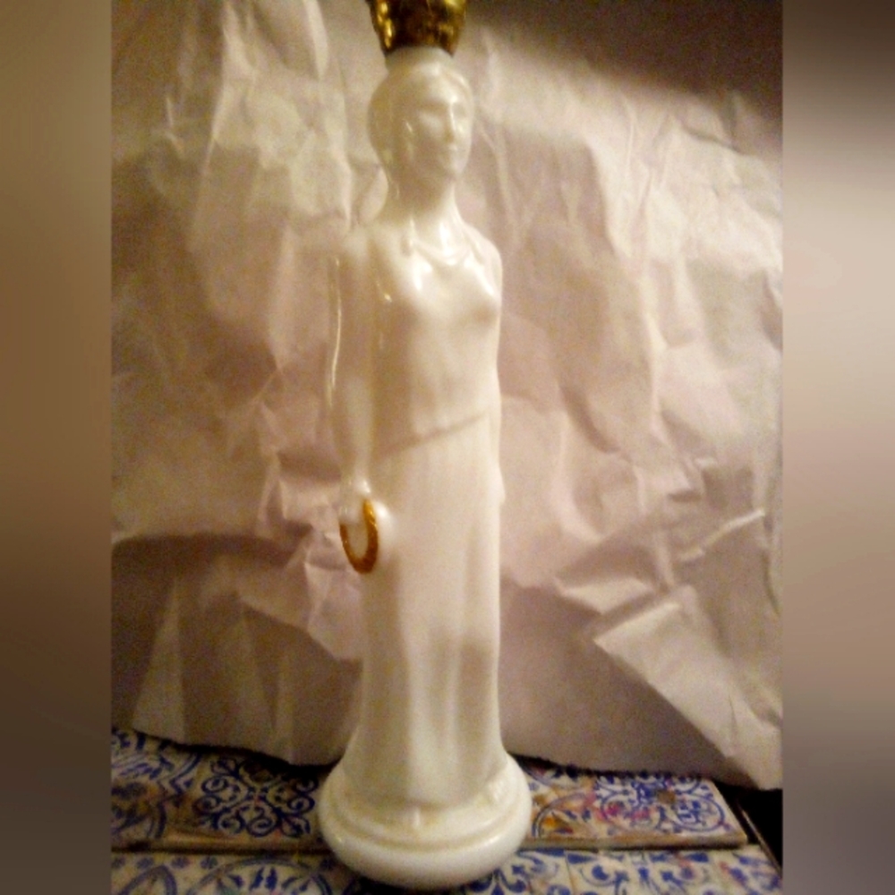 Vintage Avon milk glass statue